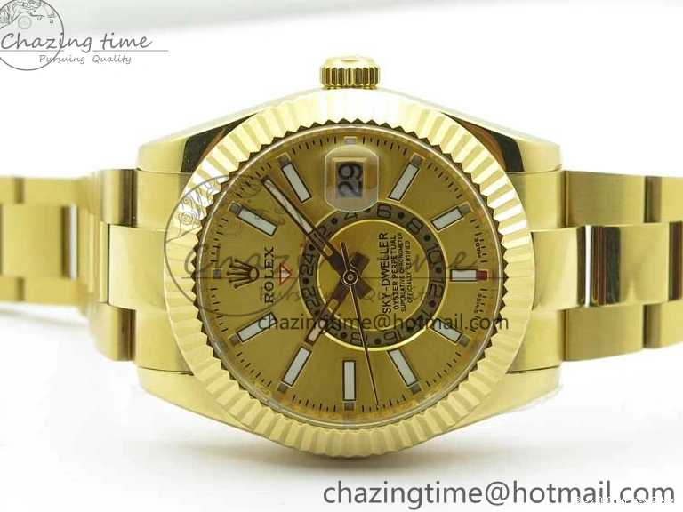 Best AAA Replica Sites YG 326934 Sky-Dweller YG on TravelReady Bracelet 2785 Dial A23J Gold AIF to 1217